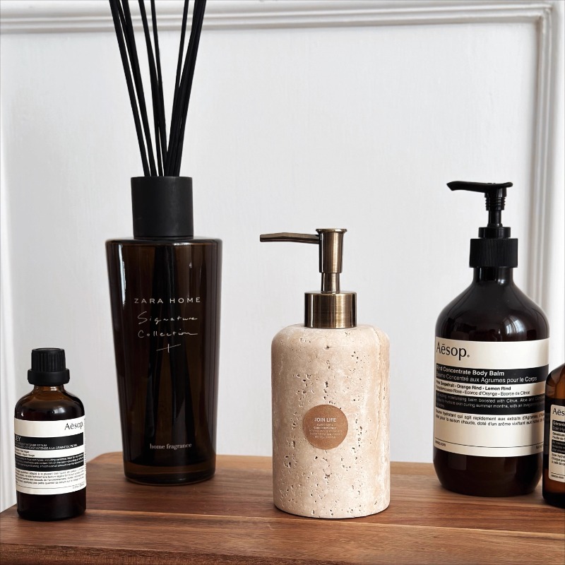 Luxury Skincare Jars - Doğal Taş Losyon Dispenseri, Doldurulabilir Sabun